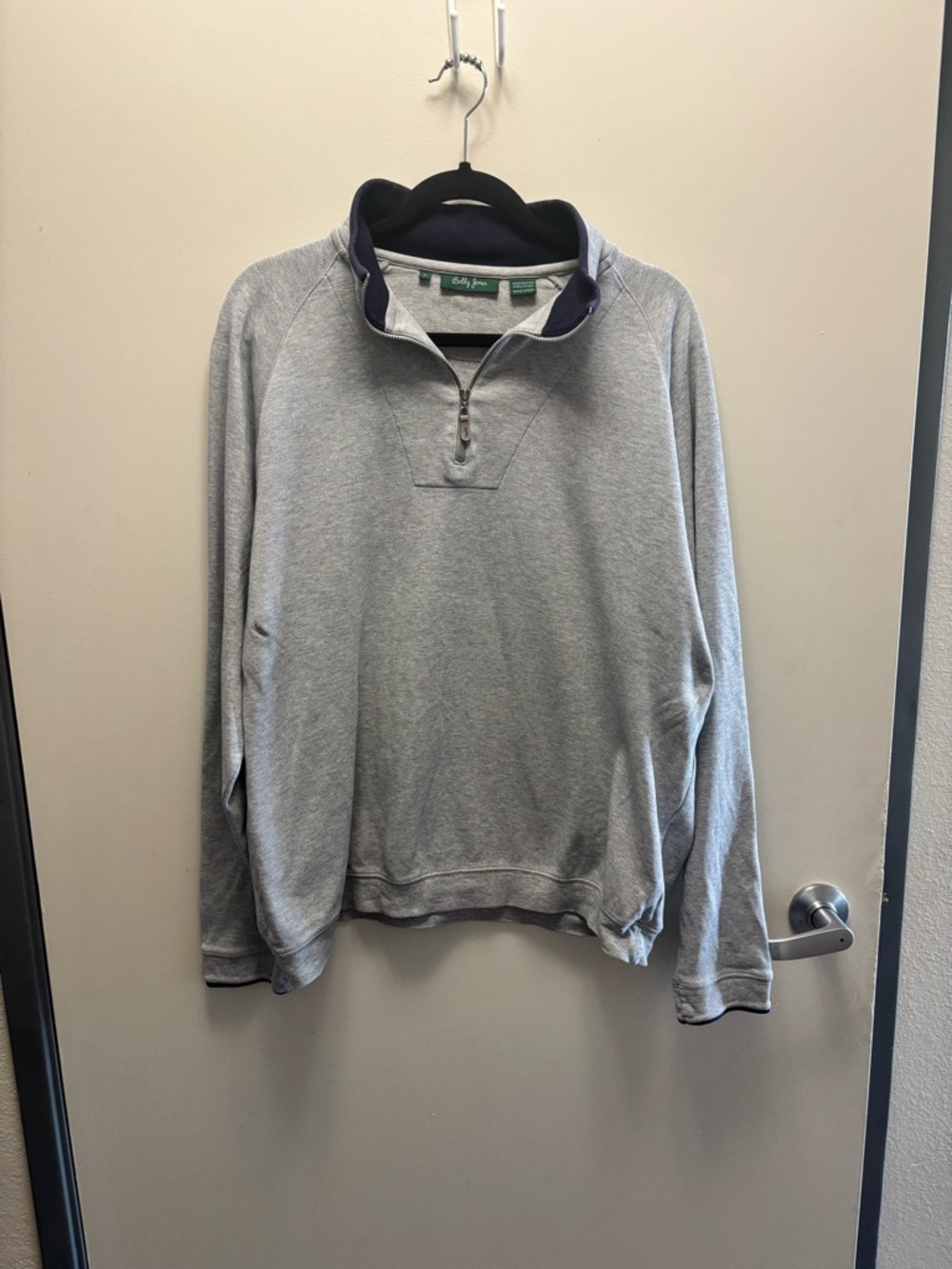 Bobby Jones Light Gray Quarter-Zip Pullover with Navy Trim